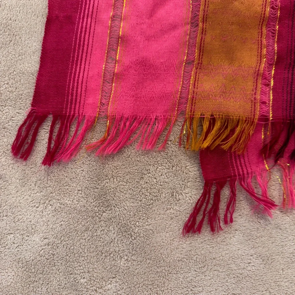 Moroccan Boho Striped Metallic Pink Orange Scarf Wrap‎ Festival Beachy Resort